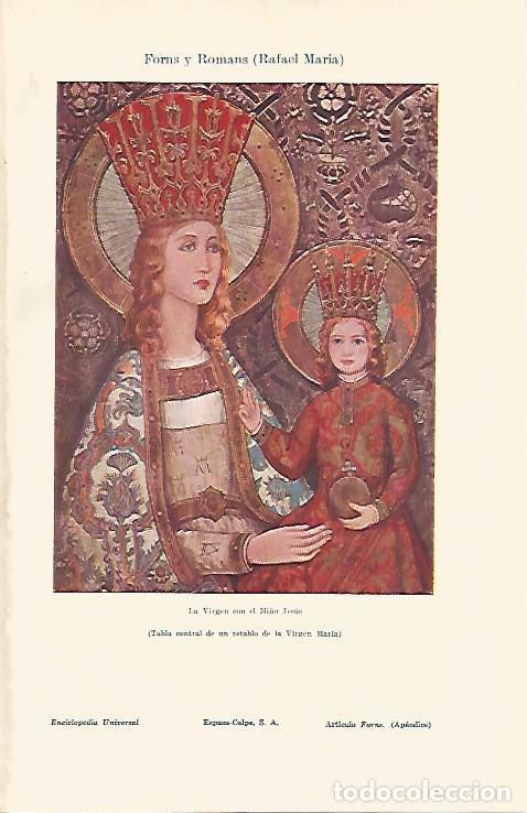 Otros art&iacute;culos de coleccionismo en papel: LAMINA ESPASA 16102: La Virgen con el Ni&ntilde;o Jesus por Rafael Forns y Romans - Varios