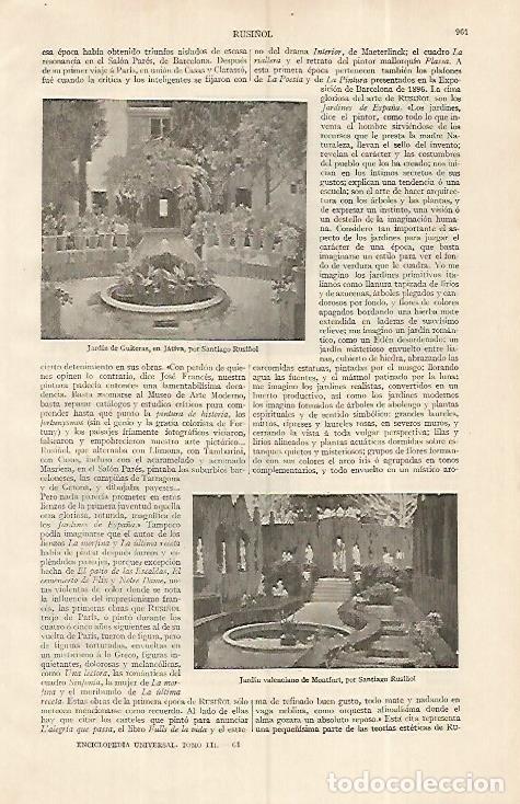 Otros art&iacute;culos de coleccionismo en papel: LAMINA ESPASA 19395: Jardin de Guiteras en Jativa por Santiago Rusi&ntilde;ol - Varios