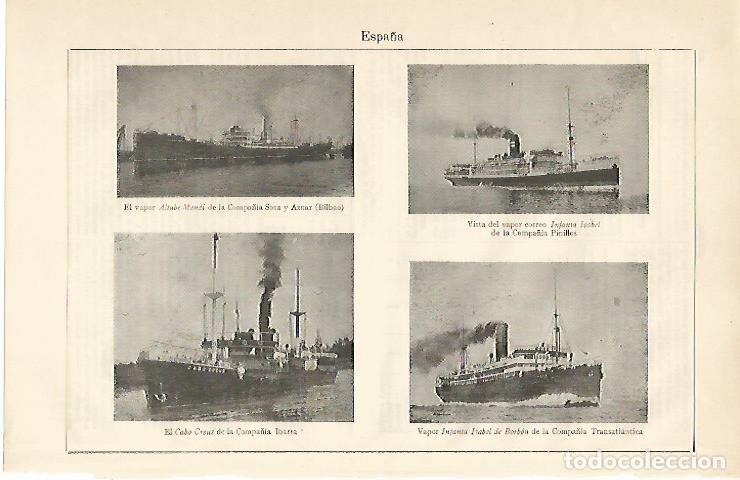 Otros art&iacute;culos de coleccionismo en papel: LAMINA ESPASA 10137: Barcos de vapor de Espa&ntilde;a - Varios