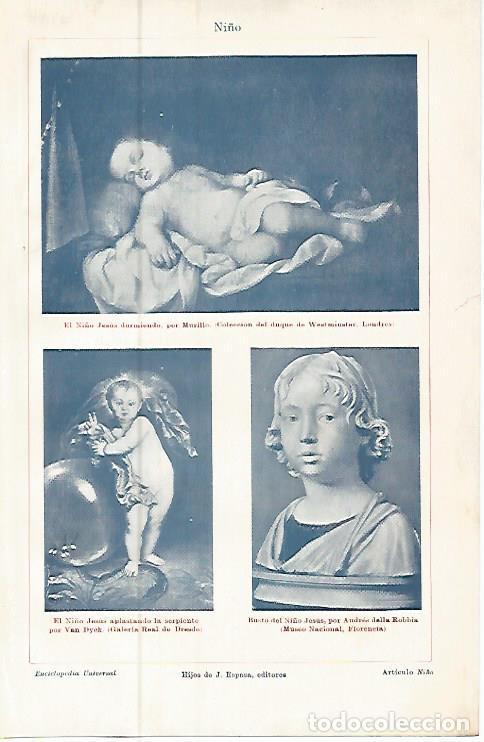 Otros art&iacute;culos de coleccionismo en papel: LAMINA ESPASA 9490: El Ni&ntilde;o Jesus por Murillo Van Dyck y della Robbia - Varios