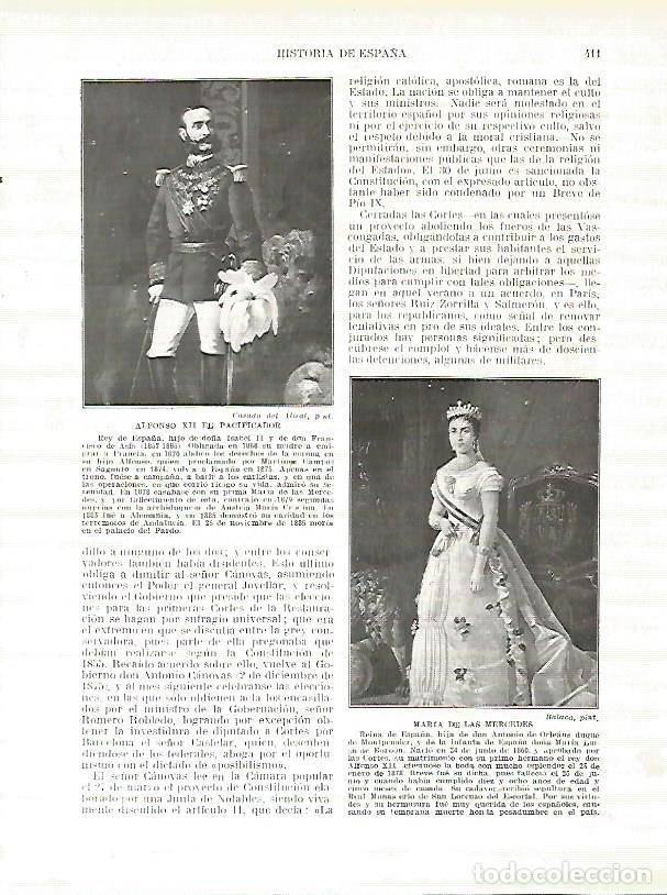 Otros art&iacute;culos de coleccionismo en papel: LAMINA 4462: Retratos de Alfonso XII el Pacificador y de Maria de las Mercedes - Manuel Rodriguez Co