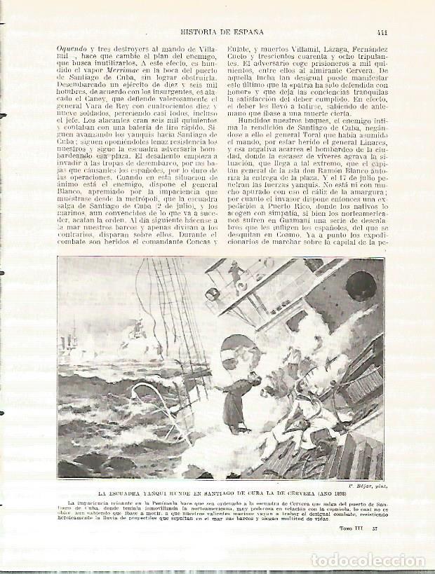 Otros art&iacute;culos de coleccionismo en papel: LAMINA 4477: La escuadra de Estados Unidos hunde en Santiago de Cuba la escuadra de Cervera en 1898