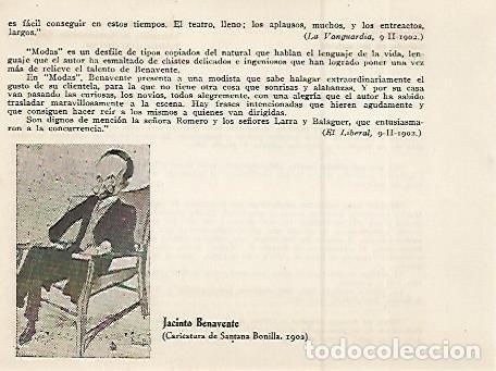 Otros art&iacute;culos de coleccionismo en papel: LAMINA 2628: Caricatura de Jacinto Benavente por Santana Bonilla. 1902 - Jose Maria Junyent (directo