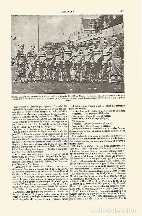 Otros art&iacute;culos de coleccionismo en papel: LAMINA ESPASA 14869: Equipo espa&ntilde;ol de la Vuelta ciclista a Francia en 1957 - Varios
