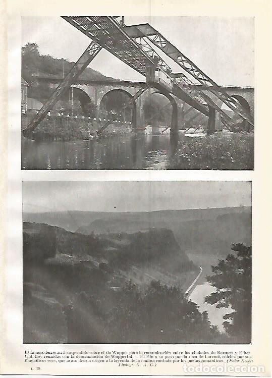Paper Collecting Others: LAMINA GEOGRAFIA 0343: Ferrocarril de Wuppertal y el Rin a su paso por la Roca de Lorenei - Ricardo