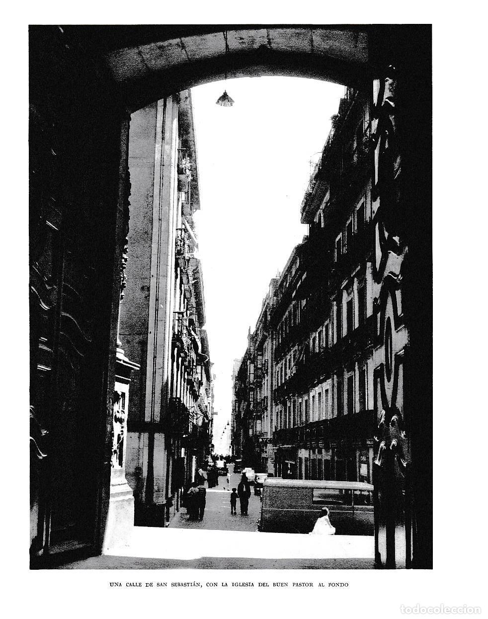 Otros art&iacute;culos de coleccionismo en papel: LAMINA 6138: Una calle de San Sebastian con la iglesia del Buen Pastor - Pio Baroja