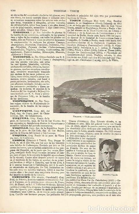 Altri oggetti di carta: LAMINA ESPASA 12170: Vista panoramica de Unquera Santander - Varios