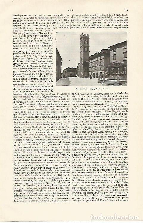 Otros art&iacute;culos de coleccionismo en papel: LAMINA ESPASA 19089: Plaza Victor Manuel de Asis Italia - Varios