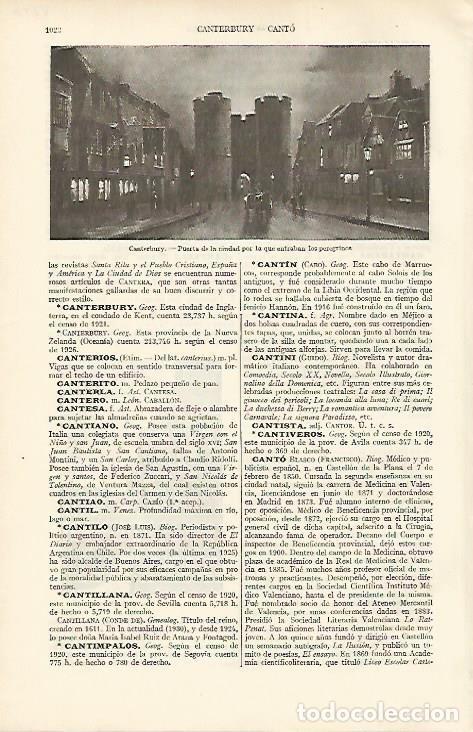 Sammelleidenschaft Andere Papierartikel: LAMINA ESPASA 8276: Puerta de peregrinos de Canterbury Inglaterra - Varios