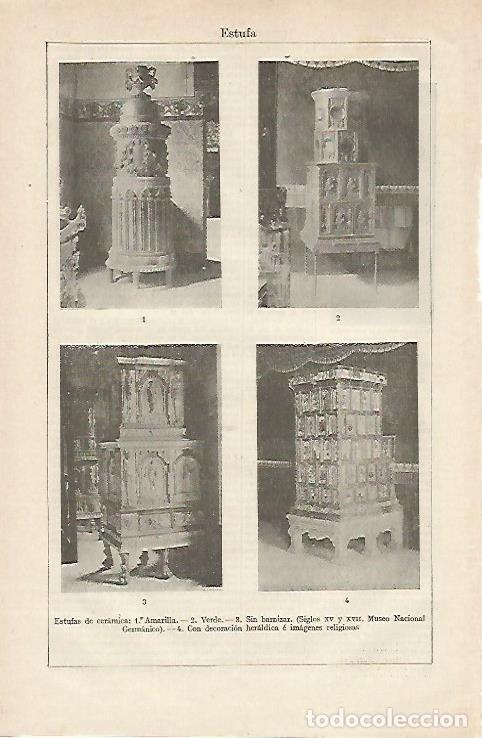 Otros art&iacute;culos de coleccionismo en papel: LAMINA ESPASA 16401: Estufas de ceramica - Varios