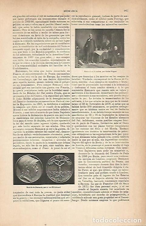 Otros art&iacute;culos de coleccionismo en papel: LAMINA ESPASA 22282: Bismarck en Versalles por Wagner - Varios