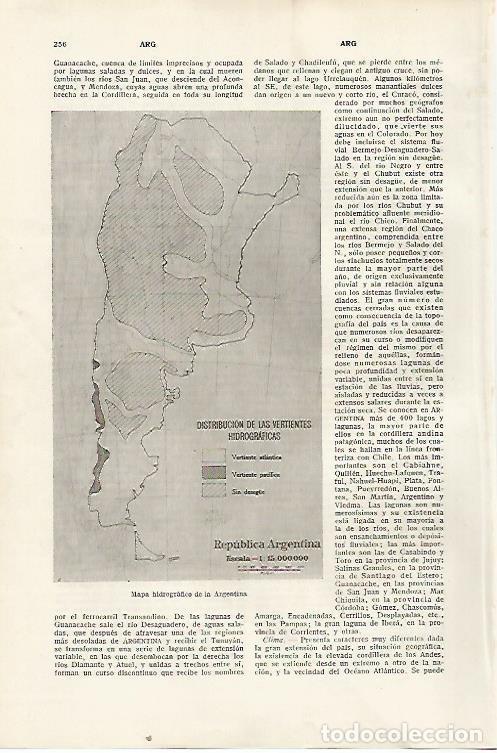 Otros art&iacute;culos de coleccionismo en papel: LAMINA SALVAT 80300: Mapa hidrografico de Argentina - Varios