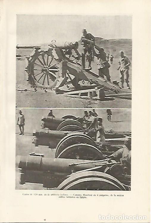 Otros art&iacute;culos de coleccionismo en papel: LAMINA SALVAT 80342: Ca&ntilde;on italiano y ca&ntilde;ones Howitzer britanicos - Varios
