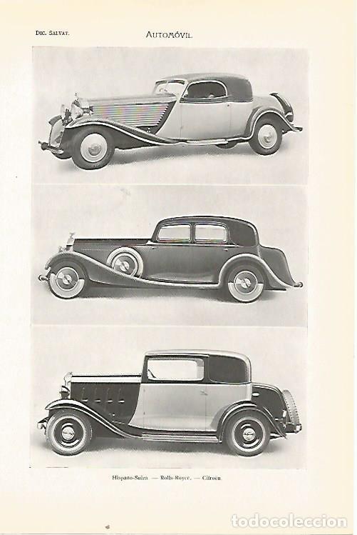 Otros art&iacute;culos de coleccionismo en papel: LAMINA SALVAT 80395: Hispano Suiza - Rolls Royce - Citroen - Varios