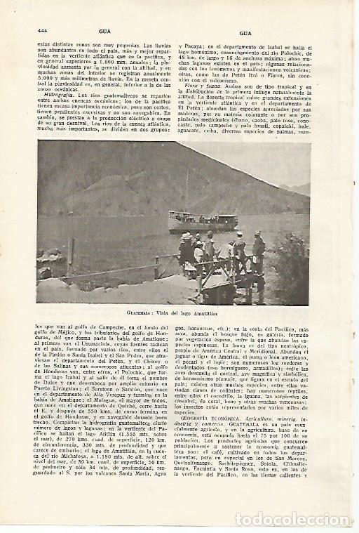Otros art&iacute;culos de coleccionismo en papel: LAMINA SALVAT 80122: Lago Amatitlan en Guatemala - Varios