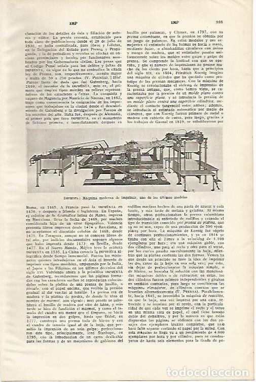 Otros art&iacute;culos de coleccionismo en papel: LAMINA SALVAT 80225: Maquina de imprimir - Varios