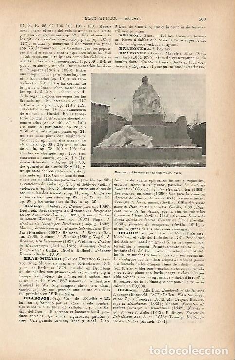 Otros art&iacute;culos de coleccionismo en papel: LAMINA ESPASA 11697: Monumento a Brahms en Viena - Varios