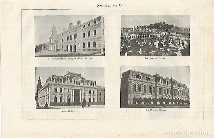 Otros art&iacute;culos de coleccionismo en papel: LAMINA ESPASA 12283: Vistas de Santiago de Chile - Varios