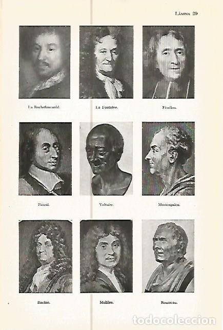 Otros art&iacute;culos de coleccionismo en papel: LAMINA 05364: Fontaine Montesquieu Voltaire Moliere y otros - Varios