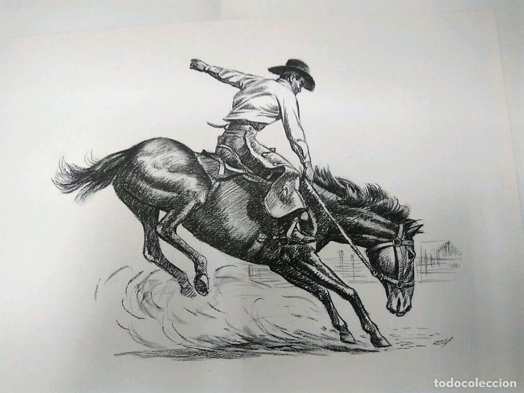 Otros art&iacute;culos de coleccionismo en papel: Laminas Carlos Freixas: Jinetes 05- JINETE RODEO WESTERN AMERICANO (Serie estudios 23) - Carlos Frei