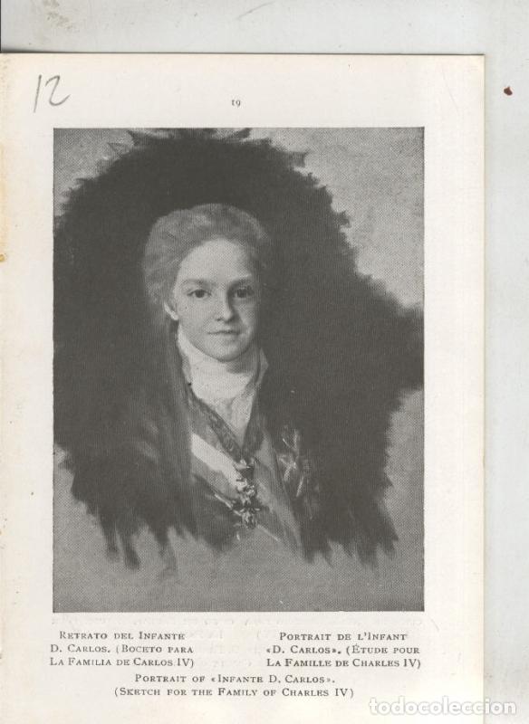 Otros art&iacute;culos de coleccionismo en papel: Goya en el museo del prado: lamina 12: Boceto del infante D.Carlos - Varios