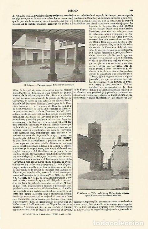 Otros art&iacute;culos de coleccionismo en papel: LAMINA ESPASA 1249: Casa de Cervantes El Toboso Toledo - Varios Autores