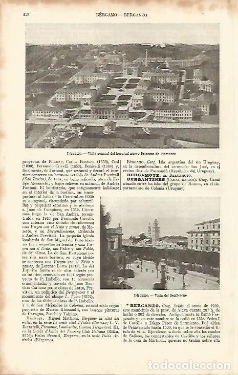 Outros artigos de papel: LAMINA ESPASA 8196: Hospital Princesa de Piamonte en Bergamo Italia - Varios