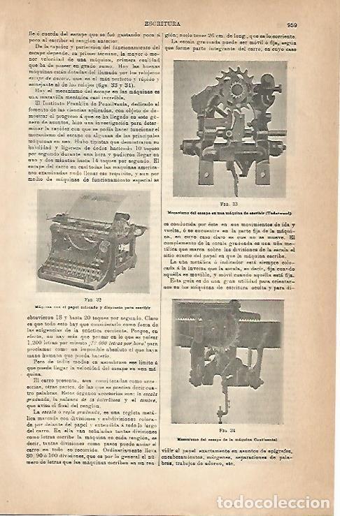 Otros art&iacute;culos de coleccionismo en papel: LAMINA ESPASA 18915: Mecanismos de maquina de escribir - Varios