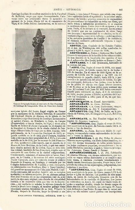 Otros art&iacute;culos de coleccionismo en papel: LAMINA ESPASA 19091: Convento de San Francisco en Santiago de Compostela - Varios