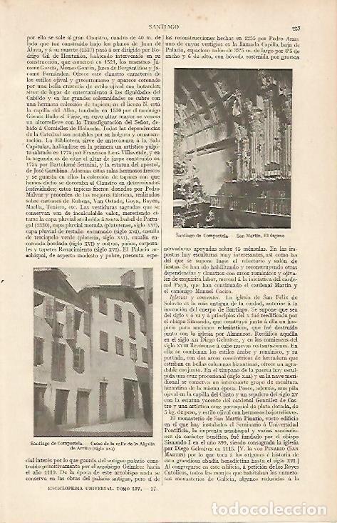 Otros art&iacute;culos de coleccionismo en papel: LAMINA ESPASA 19447: Santiago de Compostela - Varios