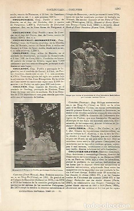 Otros art&iacute;culos de coleccionismo en papel: LAMINA ESPASA 15125: Monumento a Becquer en Sevilla - Varios