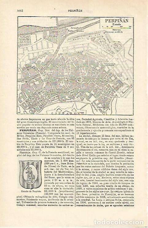 Sammelleidenschaft Andere Papierartikel: LAMINA ESPASA 15774: Plano de Perpi&ntilde;an Francia - Varios