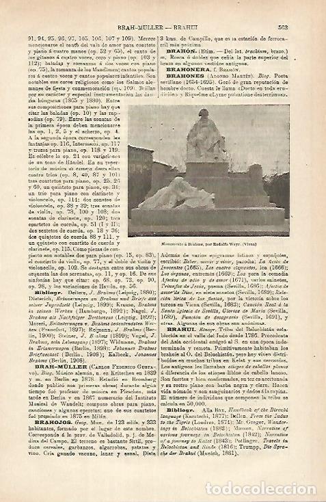Otros art&iacute;culos de coleccionismo en papel: LAMINA ESPASA 25332: Monumento a Brahme en Viena - Varios