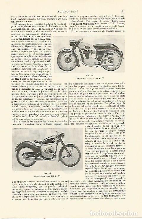 Otros art&iacute;culos de coleccionismo en papel: LAMINA ESPASA 21918: Moto Sangias 250cv y Ossa 125cv - Varios