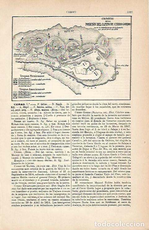 Otros art&iacute;culos de coleccionismo en papel: LAMINA ESPASA 2889: Croquis de la posicion del Campo de Cerro Gordo - Varios Autores