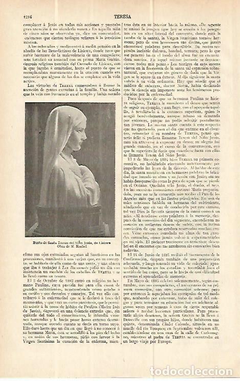 Otros art&iacute;culos de coleccionismo en papel: LAMINA ESPASA 13863: Busto de Santa Teresa del Ni&ntilde;o Jesus - Varios