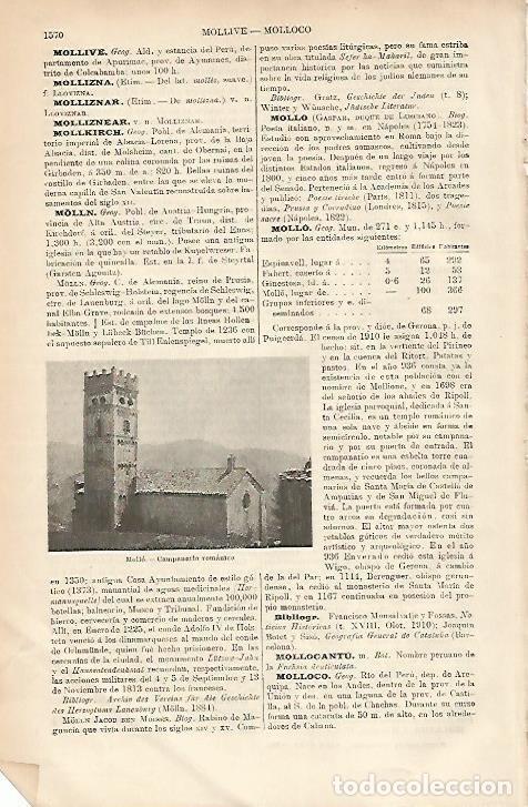 Sammelleidenschaft Andere Papierartikel: LAMINA ESPASA 5356: Campanario romanico de Mollo Girona - Varios Autores