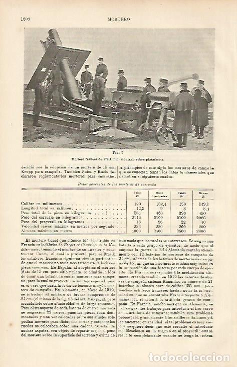 Otros art&iacute;culos de coleccionismo en papel: LAMINA ESPASA 8787: Mortero frances sobre plataforma - Varios