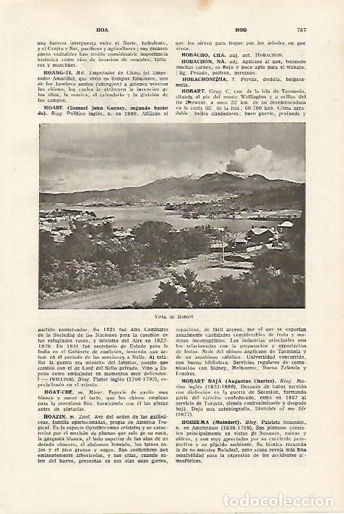 Otros art&iacute;culos de coleccionismo en papel: LAMINA SALVAT 80180: Vista de Hobart Tasmania - Varios