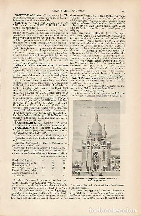 Otros art&iacute;culos de coleccionismo en papel: LAMINA ESPASA 19477: Proyecto del Santisimo Sacramento en Santiago de Chile - Varios