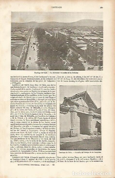 Otros art&iacute;culos de coleccionismo en papel: LAMINA ESPASA 19458: La Alameda de Santiago de Chile - Varios