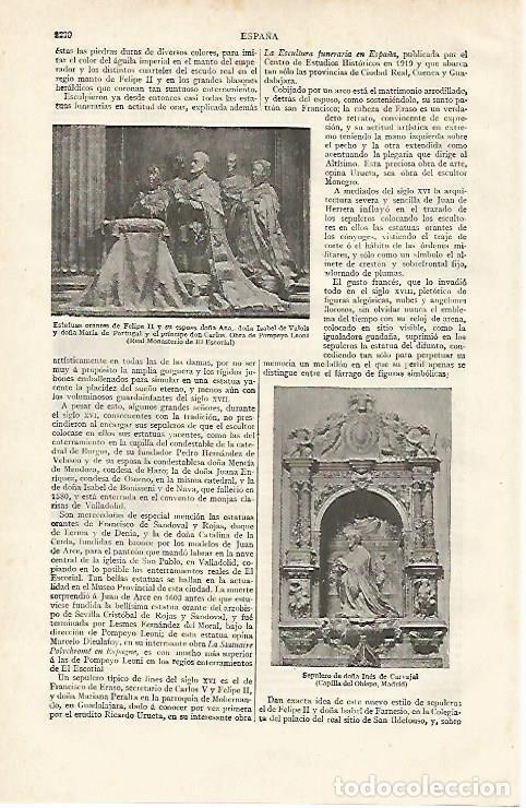 Otros art&iacute;culos de coleccionismo en papel: LAMINA ESPASA 20045: Estatua orante de Felipe II y su esposa do&ntilde;a Ana - Varios