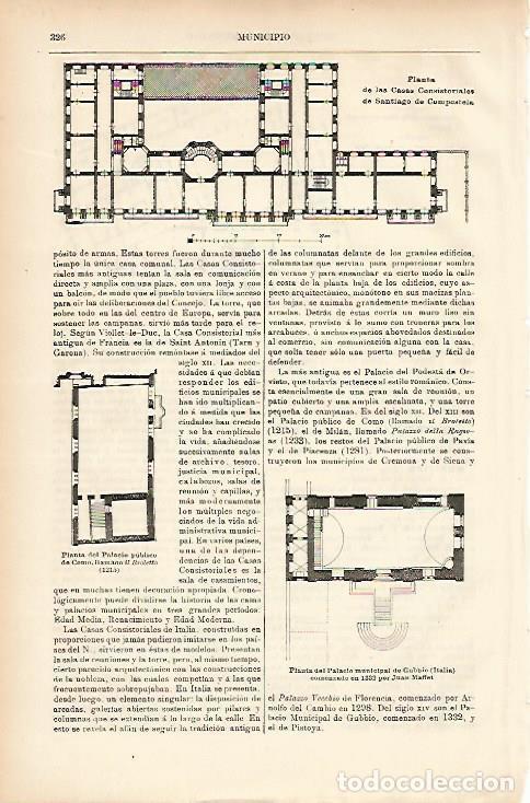 Otros art&iacute;culos de coleccionismo en papel: LAMINA ESPASA 11487: Planta del Ayuntamiento de Santiago de Compostela - Varios