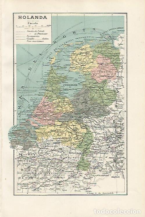 Otros art&iacute;culos de coleccionismo en papel: LAMINA SALVAT 80185: Mapa de Holanda - Varios
