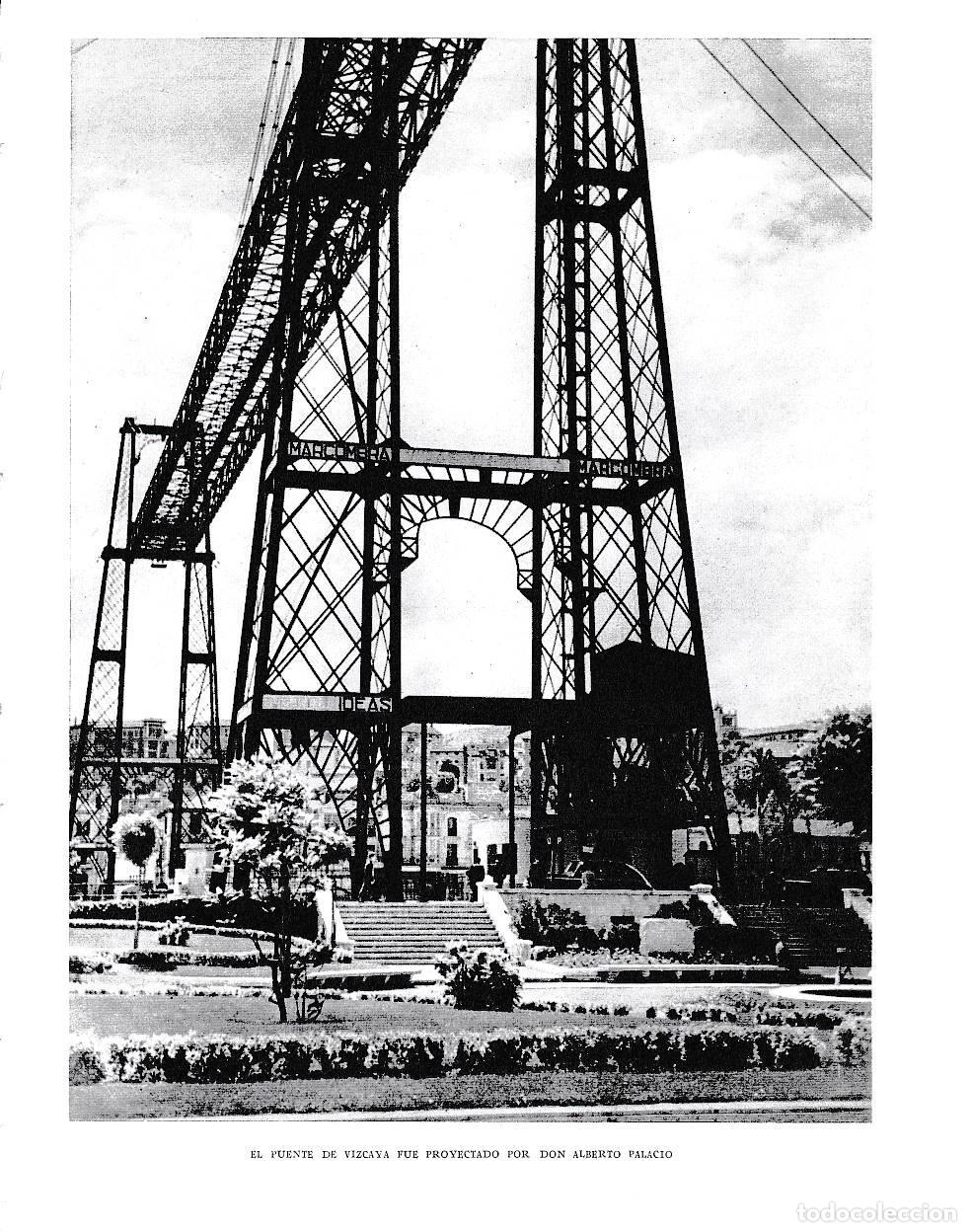 Otros art&iacute;culos de coleccionismo en papel: LAMINA 6185: Puente de Vizcaya proyectado por Alberto Palacio - Pio Baroja