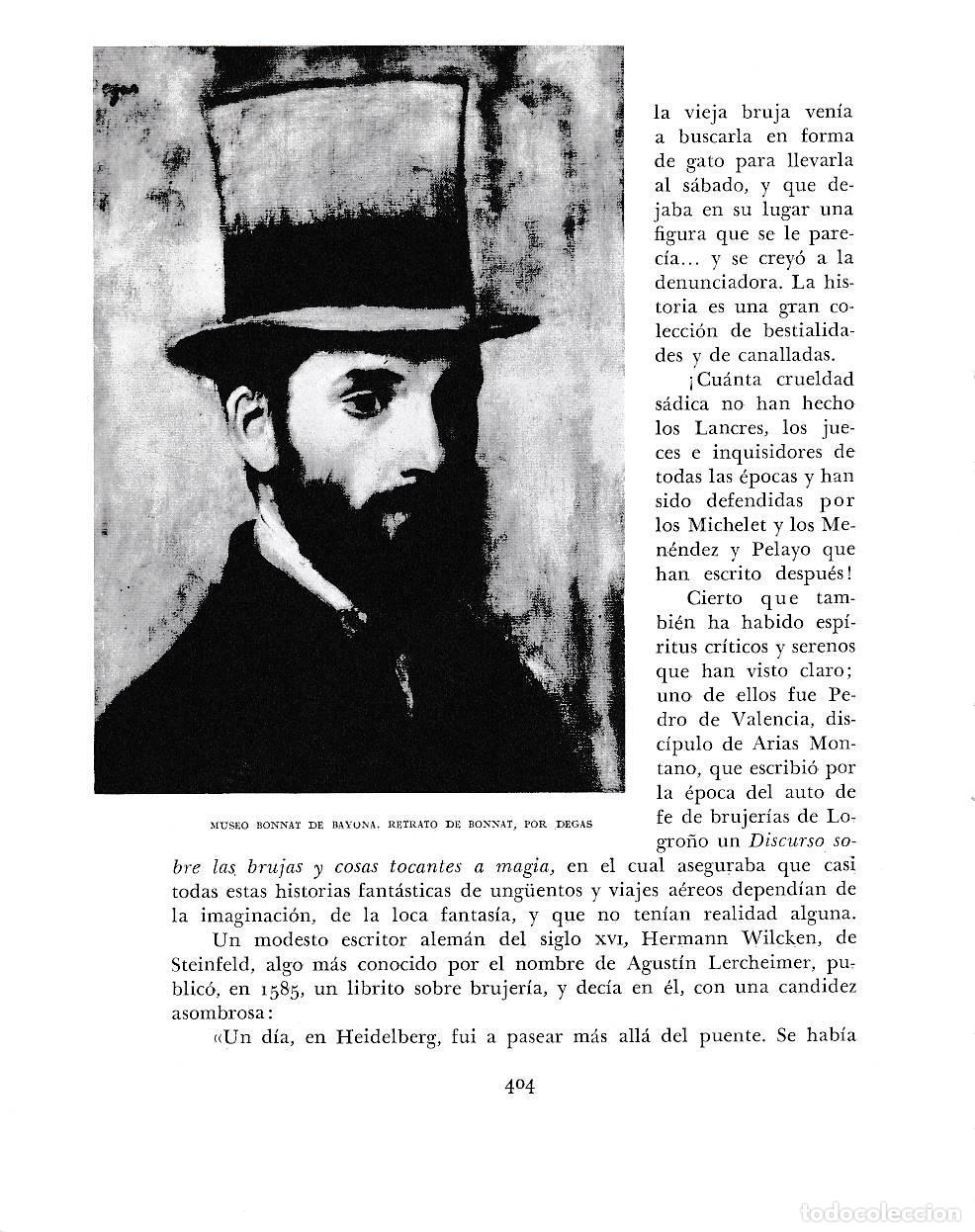 Otros art&iacute;culos de coleccionismo en papel: LAMINA 6265: Museo Bonnat de Bayona retrado de Bonnat por Degas - Pio Baroja
