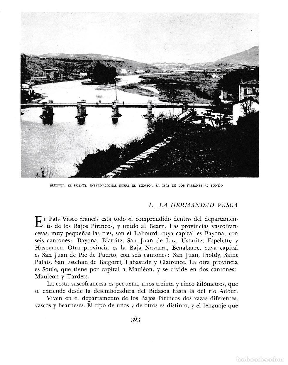 Otros art&iacute;culos de coleccionismo en papel: LAMINA 6246: Behovia puente internacional sobre el Bidasoa y La Isla de los Faisanes - Pio Baroja