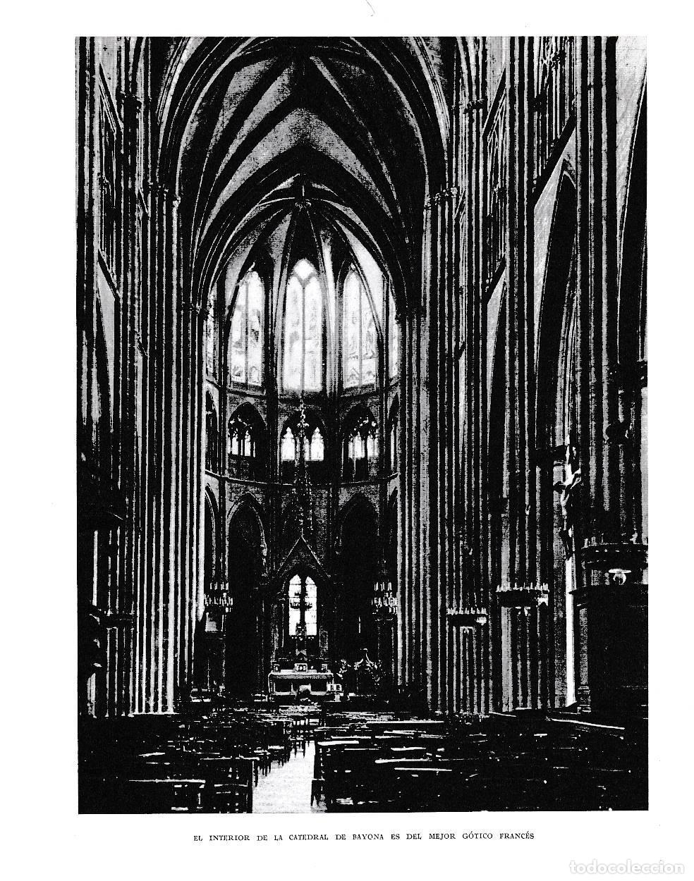 Otros art&iacute;culos de coleccionismo en papel: LAMINA 6261: Interior Catedal Bayona gotico frances - Pio Baroja