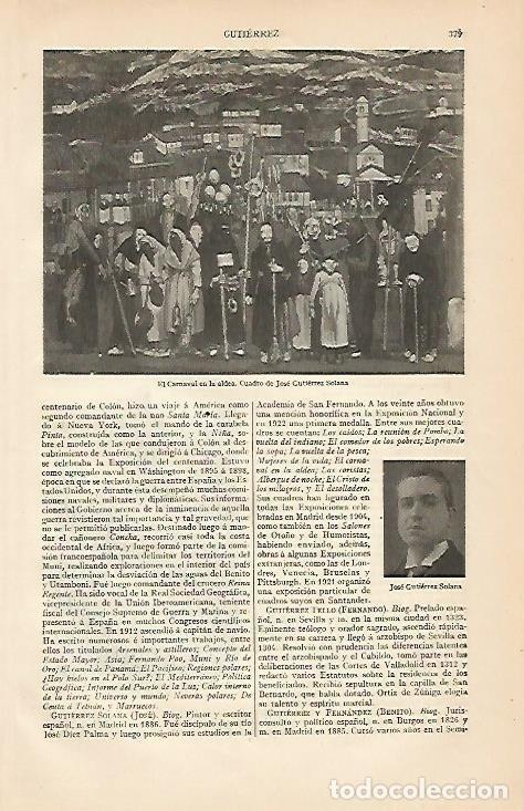 Otros art&iacute;culos de coleccionismo en papel: LAMINA ESPASA 481: El Carnaval de la Aldea de Jose Gutierrez Solana - Varios autores