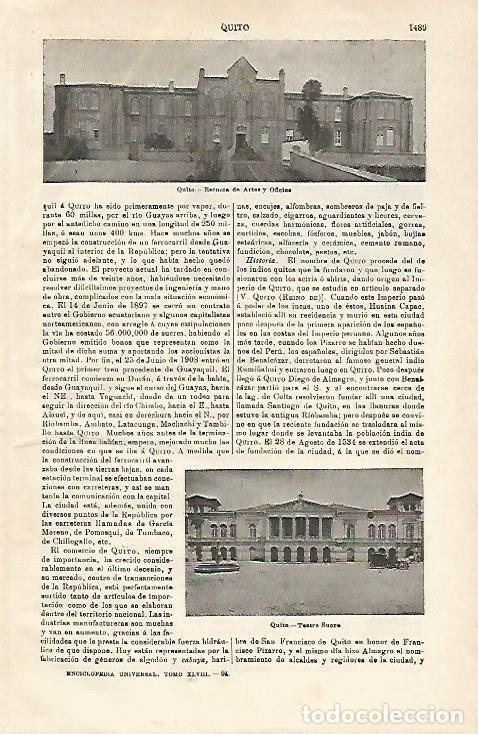 Sammelleidenschaft Andere Papierartikel: LAMINA ESPASA 20753: Escuela de Artes y Oficios de Quito Ecuador - Varios